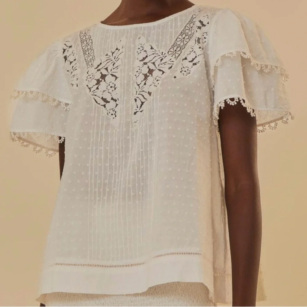 Farm Rio Off-White Ruffle Blouse - Picture 6 of 6